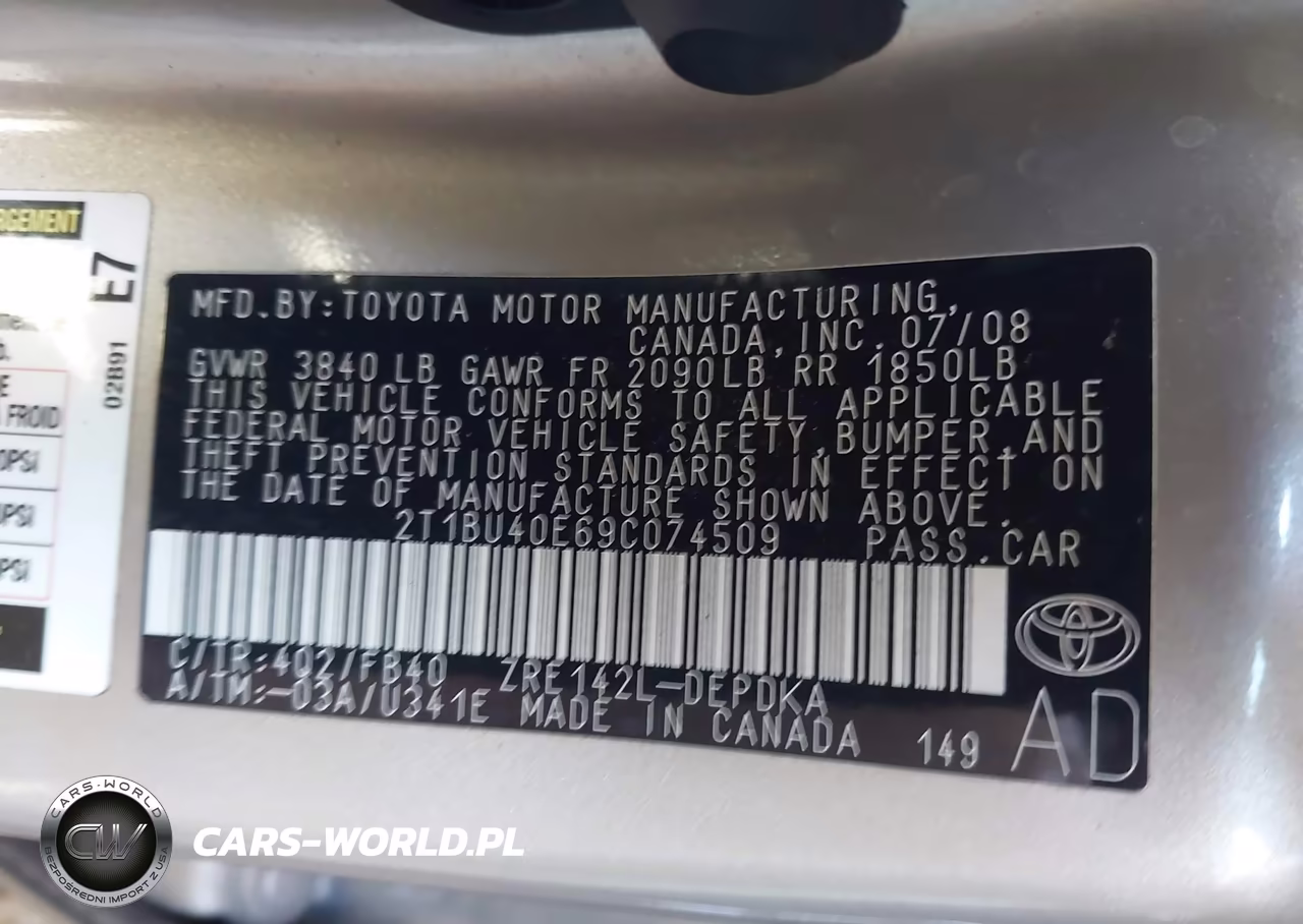 2009 Toyota Corolla Le VIN:2T1BU40E69C074509 - 9