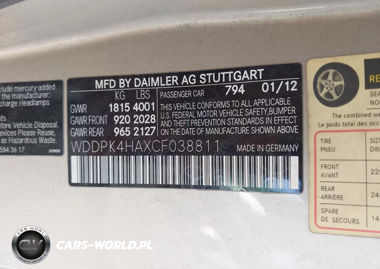 2012 Mercedes-Benz Slk 250 VIN:WDDPK4HAXCF038811 - 9