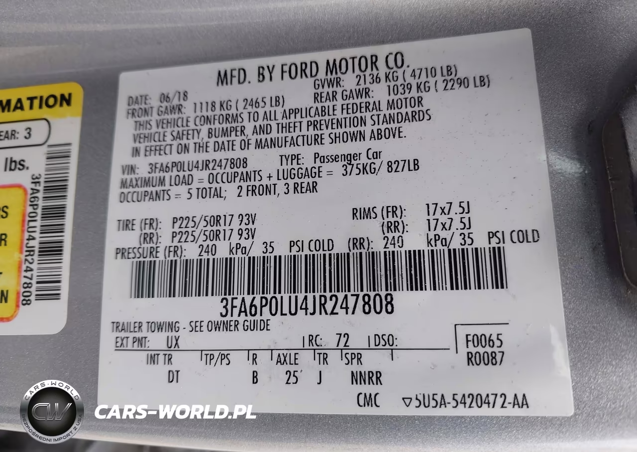 2018 Ford Fusion Hybrid Se VIN:3FA6P0LU4JR247808 - 9
