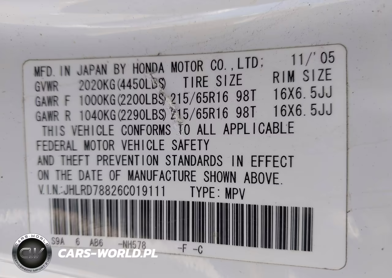 2006 Honda Cr-V Ex VIN:JHLRD78826C019111 - 9