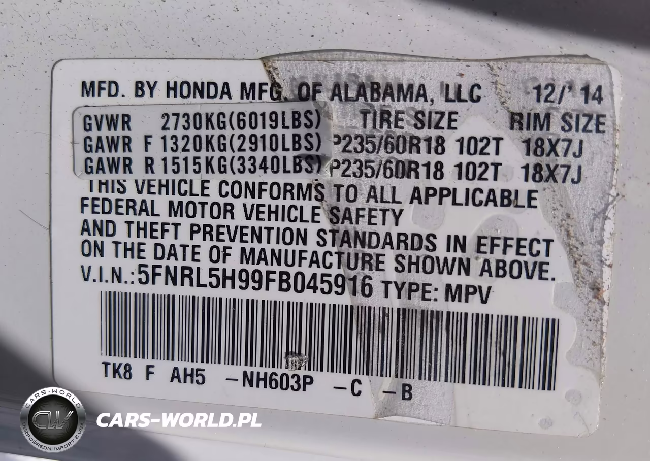 2015 Honda Odyssey Touring-Touring Elite VIN:5FNRL5H99FB045916 - 9