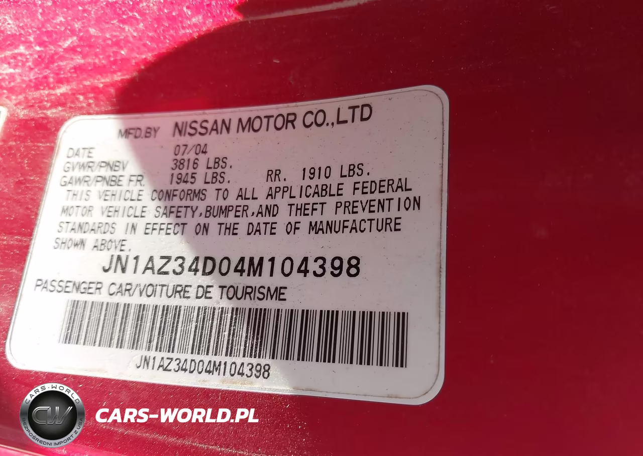 2004 Nissan 350Z Enthusiast VIN:JN1AZ34D04M104398 - 9