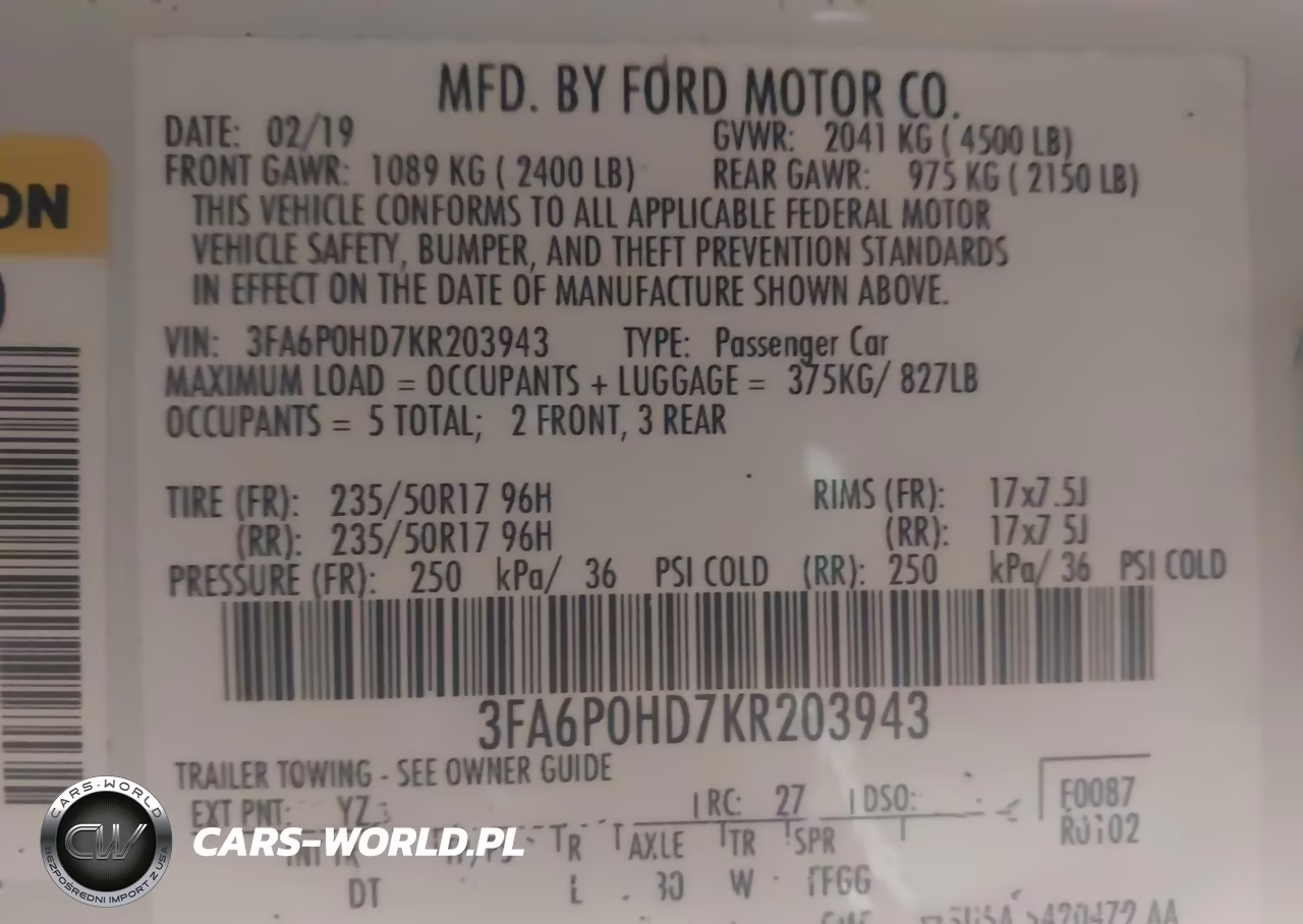 2019 Ford Fusion Se VIN:3FA6P0HD7KR203943 - 9