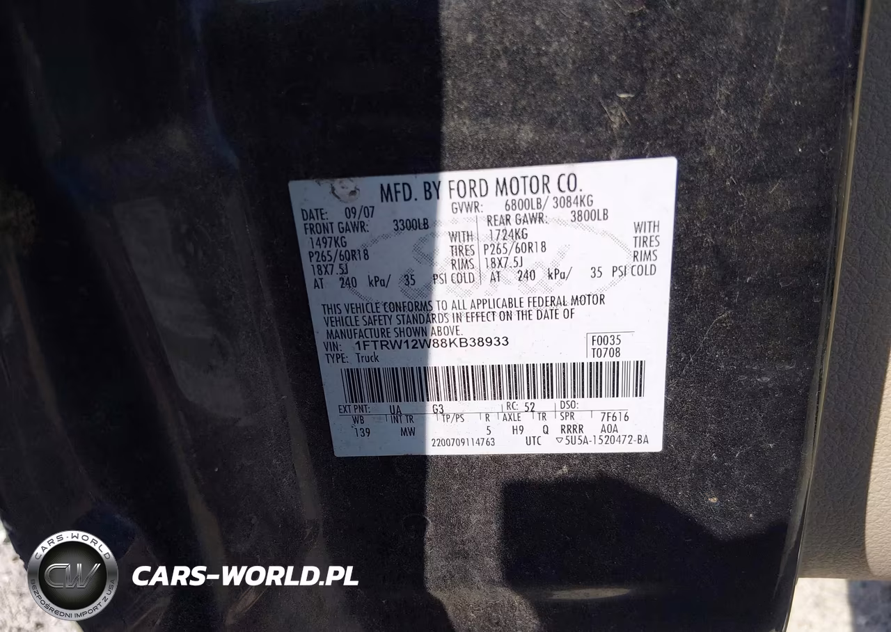 2008 Ford F-150 60Th Anniversary-Fx2-Xl-Xlt VIN:1FTRW12W88KB38933 - 9
