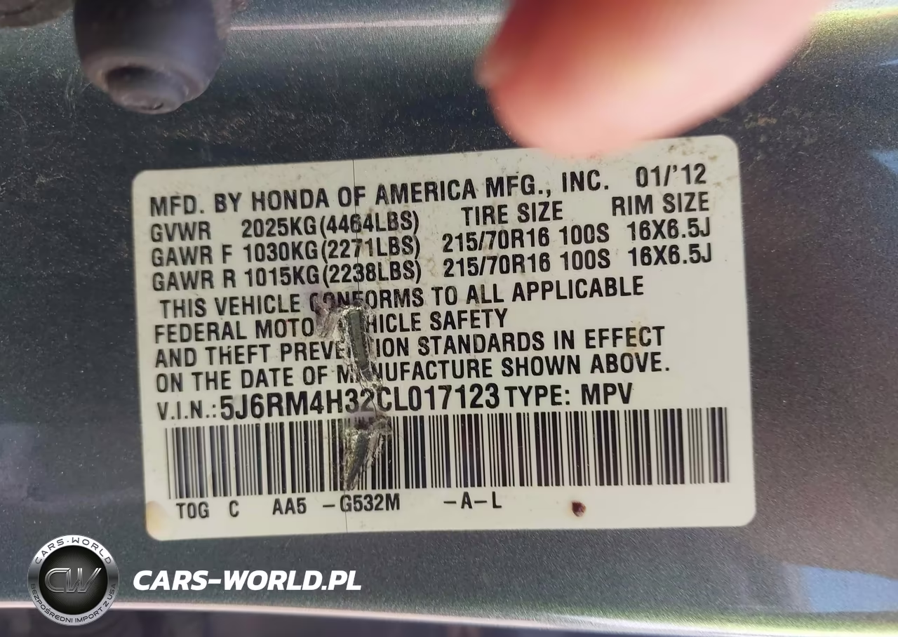2012 Honda Cr-V Lx VIN:5J6RM4H32CL017123 - 9