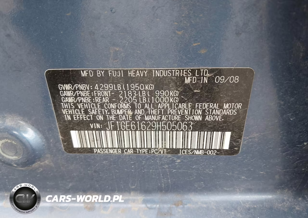 2009 Subaru Impreza 2.5I VIN:JF1GE61629H505063 - 9