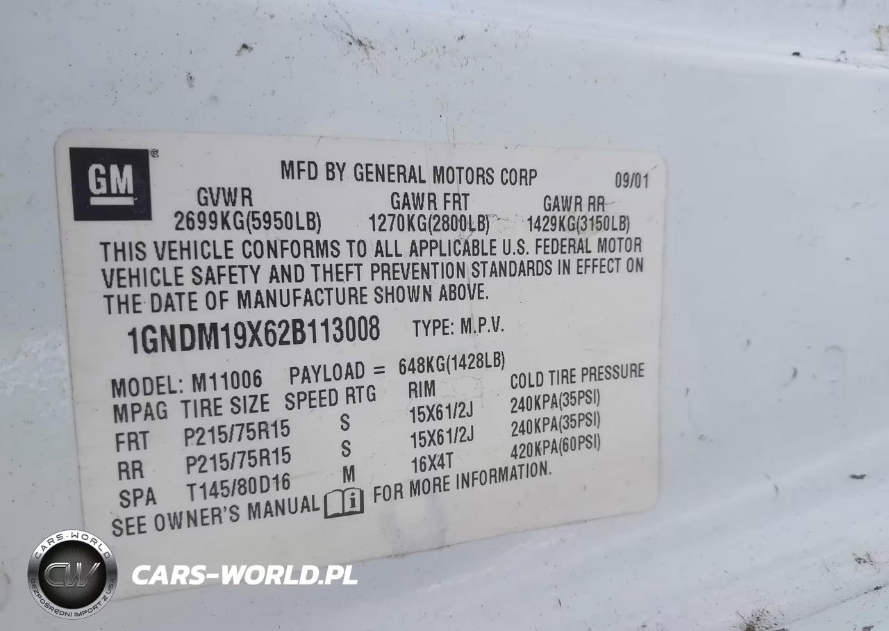 2002 Chevrolet Astro Passenger Ls VIN:1GNDM19X62B113008 - 9
