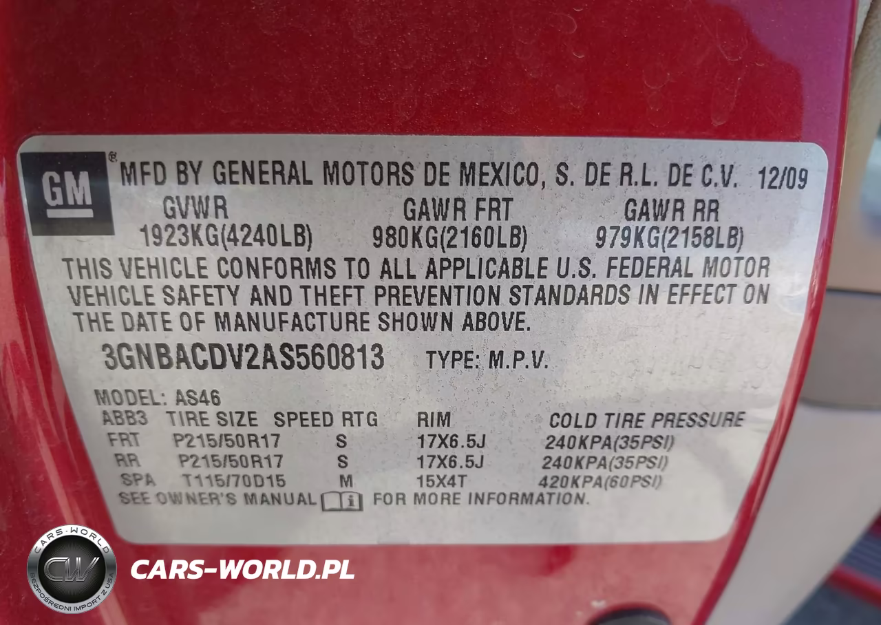 2010 Chevrolet Hhr Lt VIN:3GNBACDV2AS560813 - 9