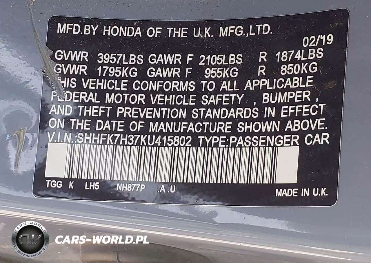 2019 Honda Civic Lx VIN:SHHFK7H37KU415802 - 9