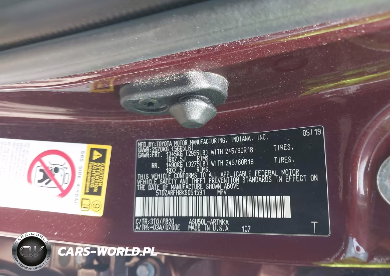 2019 Toyota Highlander Le VIN:5TDZARFH8KS051591 - 9