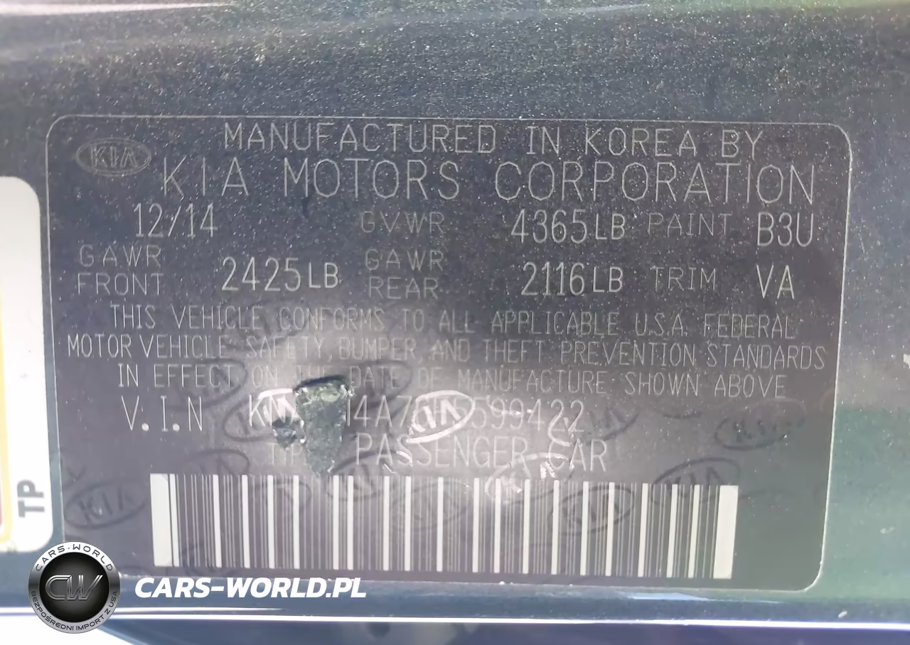 2015 Kia Optima Lx VIN:KNAGM4A76F5599422 - 9