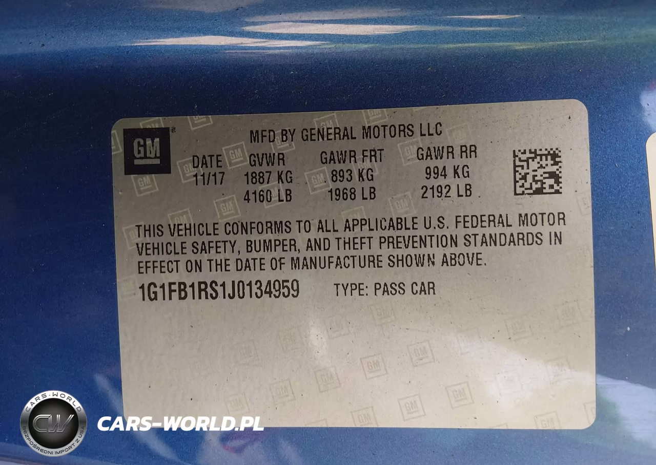 2018 Chevrolet Camaro 1Lt VIN:1G1FB1RS1J0134959 - 9