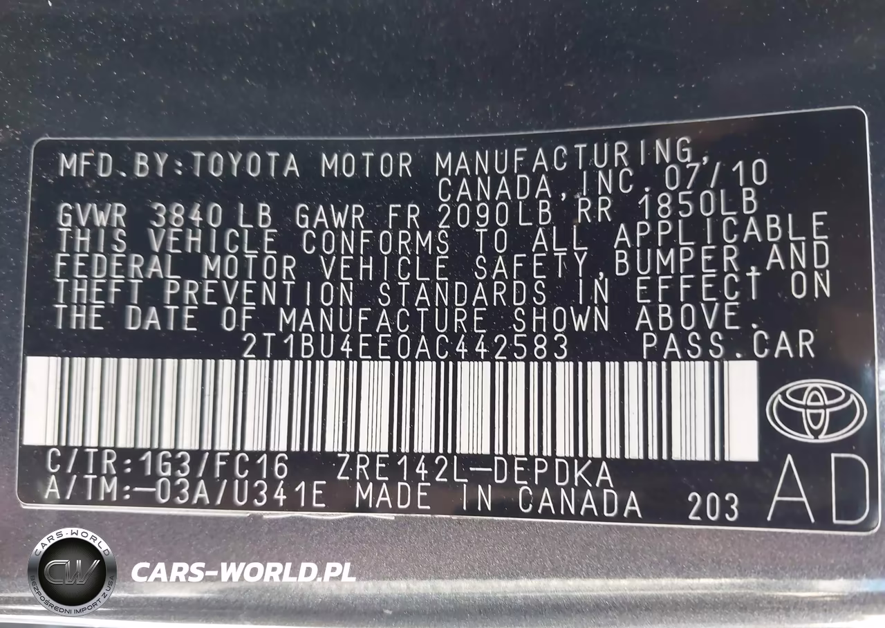 2010 Toyota Corolla Le VIN:2T1BU4EE0AC442583 - 9