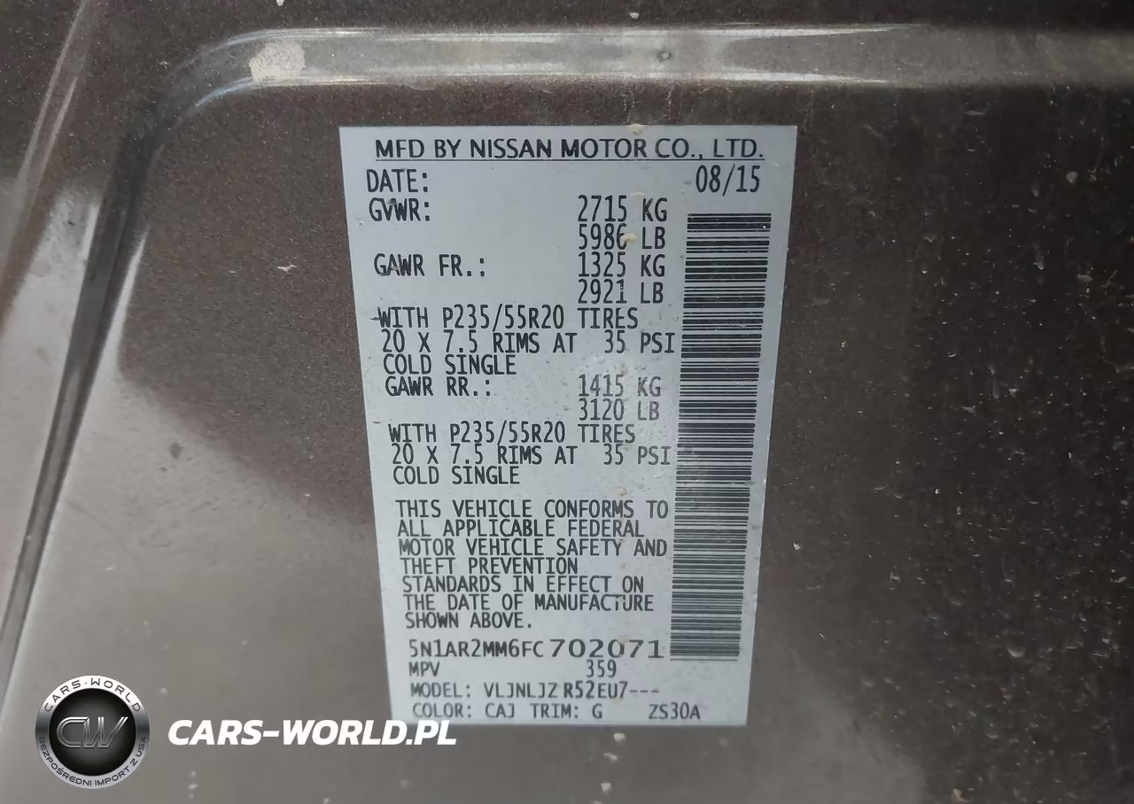 2015 Nissan Pathfinder Platinum VIN:5N1AR2MM6FC702071 - 9