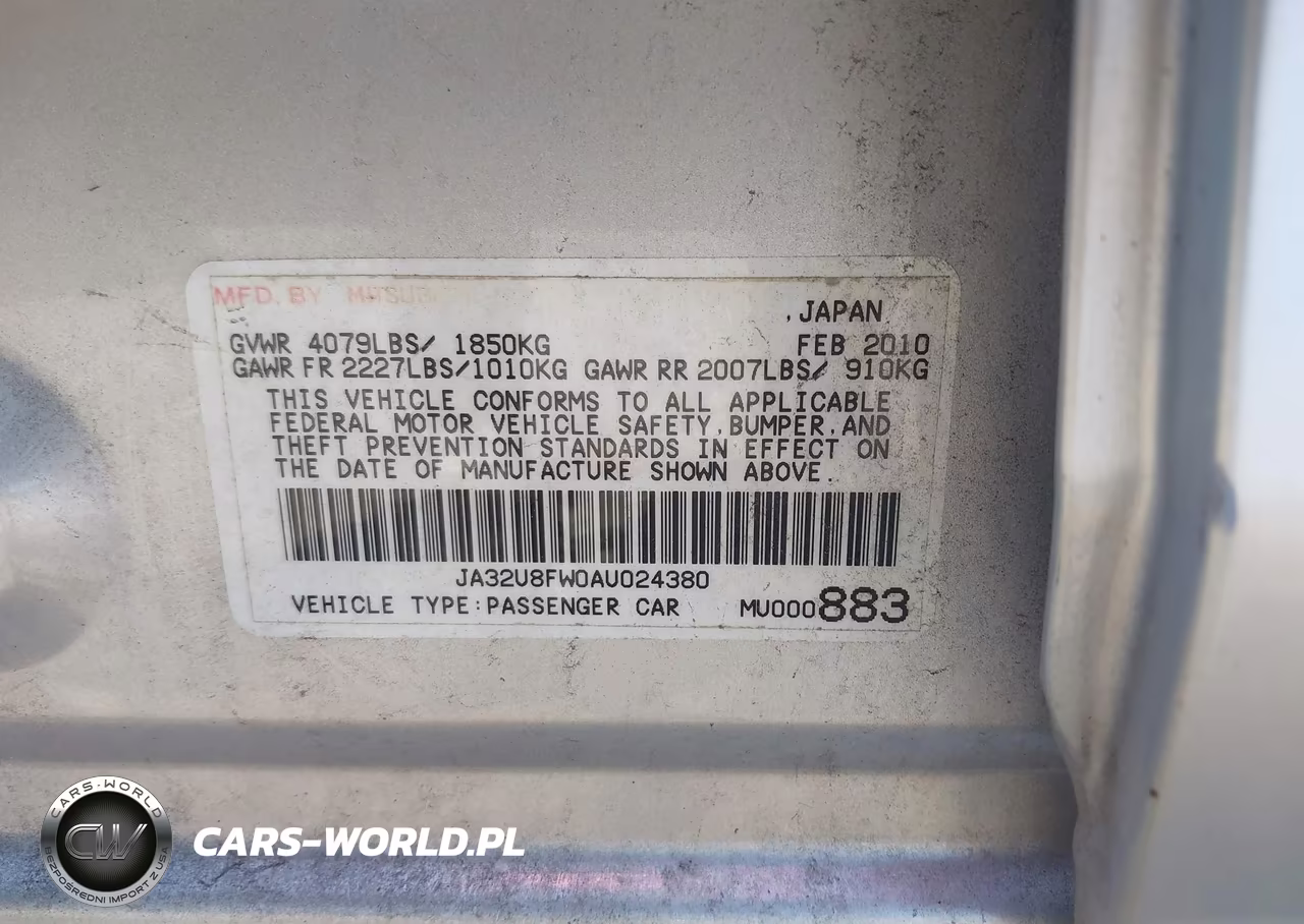 2010 Mitsubishi Lancer Gts VIN:JA32U8FW0AU024380 - 9