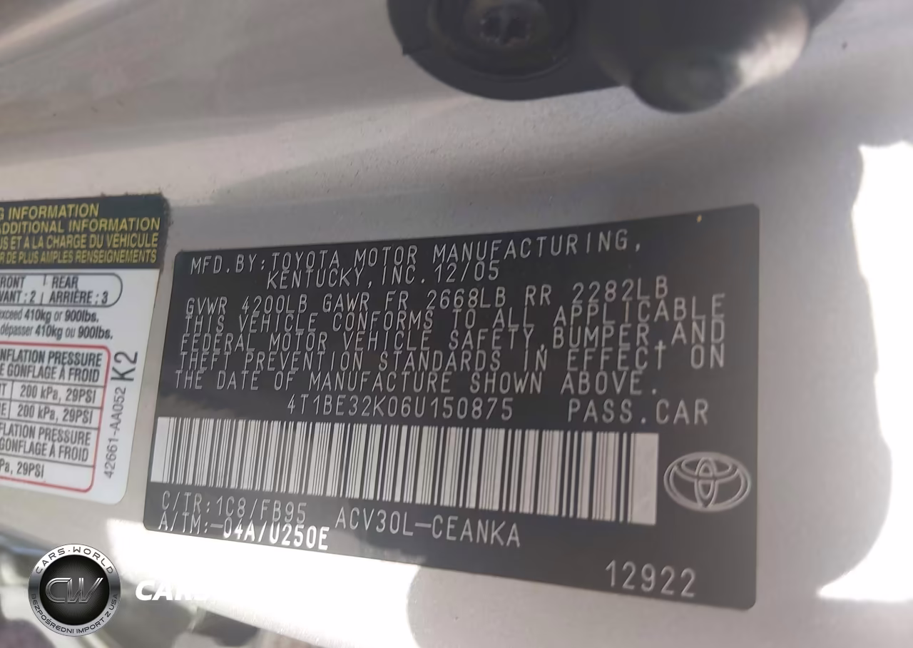 2006 Toyota Camry Le VIN:4T1BE32K06U150875 - 9