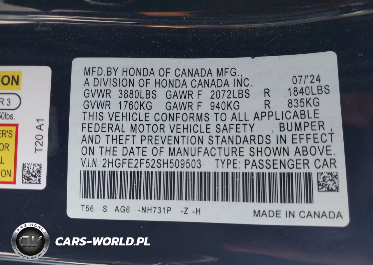 2025 Honda Civic Sport VIN:2HGFE2F52SH509503 - 9