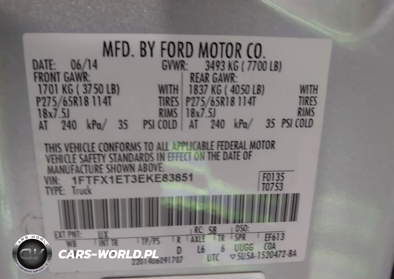 2014 Ford F-150 Lariat VIN:1FTFX1ET3EKE83851 - 9