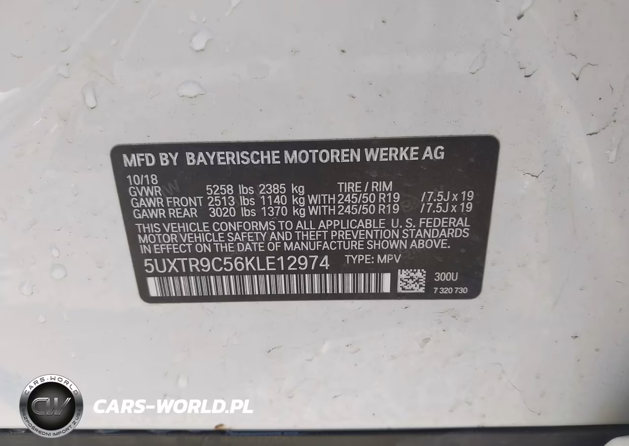 2019 BMW X3 xDrive30I VIN:5UXTR9C56KLE12974 - 9