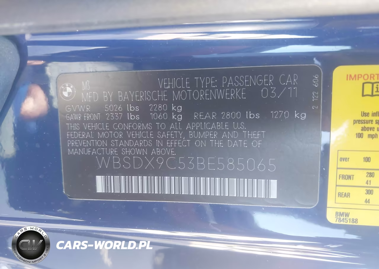 2011 BMW M3 VIN:WBSDX9C53BE585065 - 9