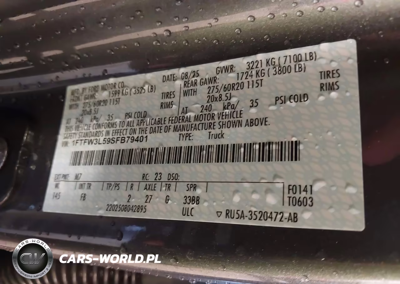 2025 Ford F-150 Xlt VIN:1FTFW3L59SFB79401 - 9
