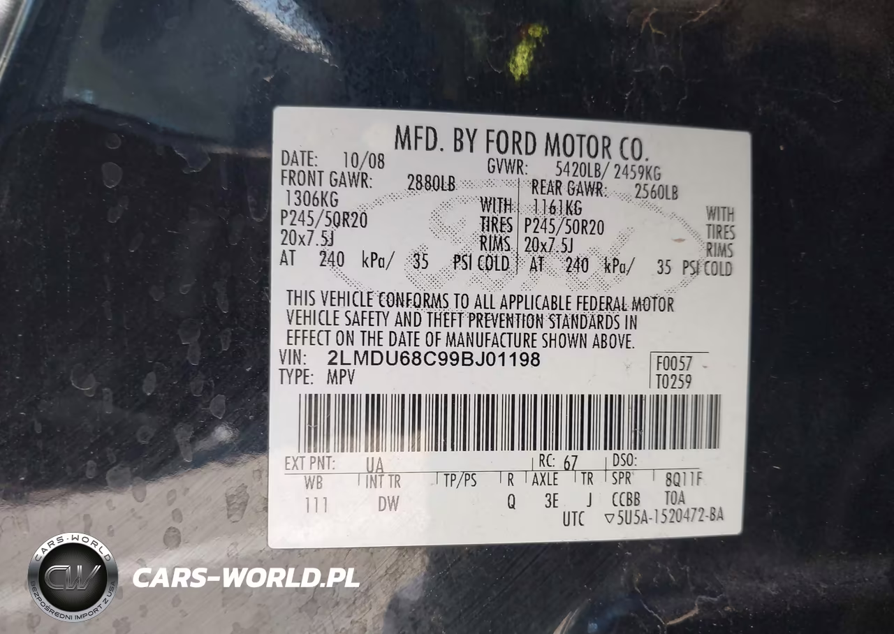 2009 Lincoln Mkx VIN:2LMDU68C99BJ01198 - 9