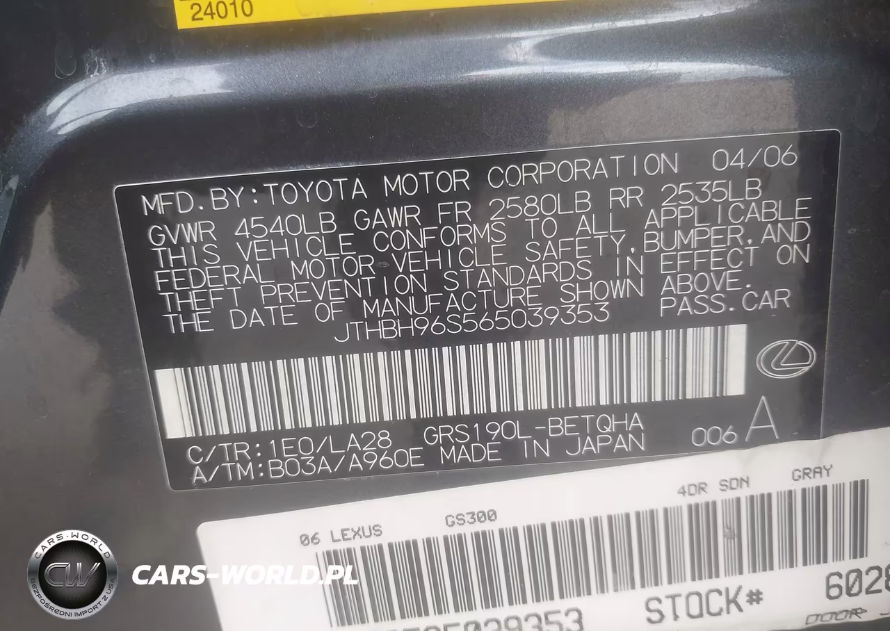 2006 Lexus Gs 300 VIN:JTHBH96S565039353 - 9