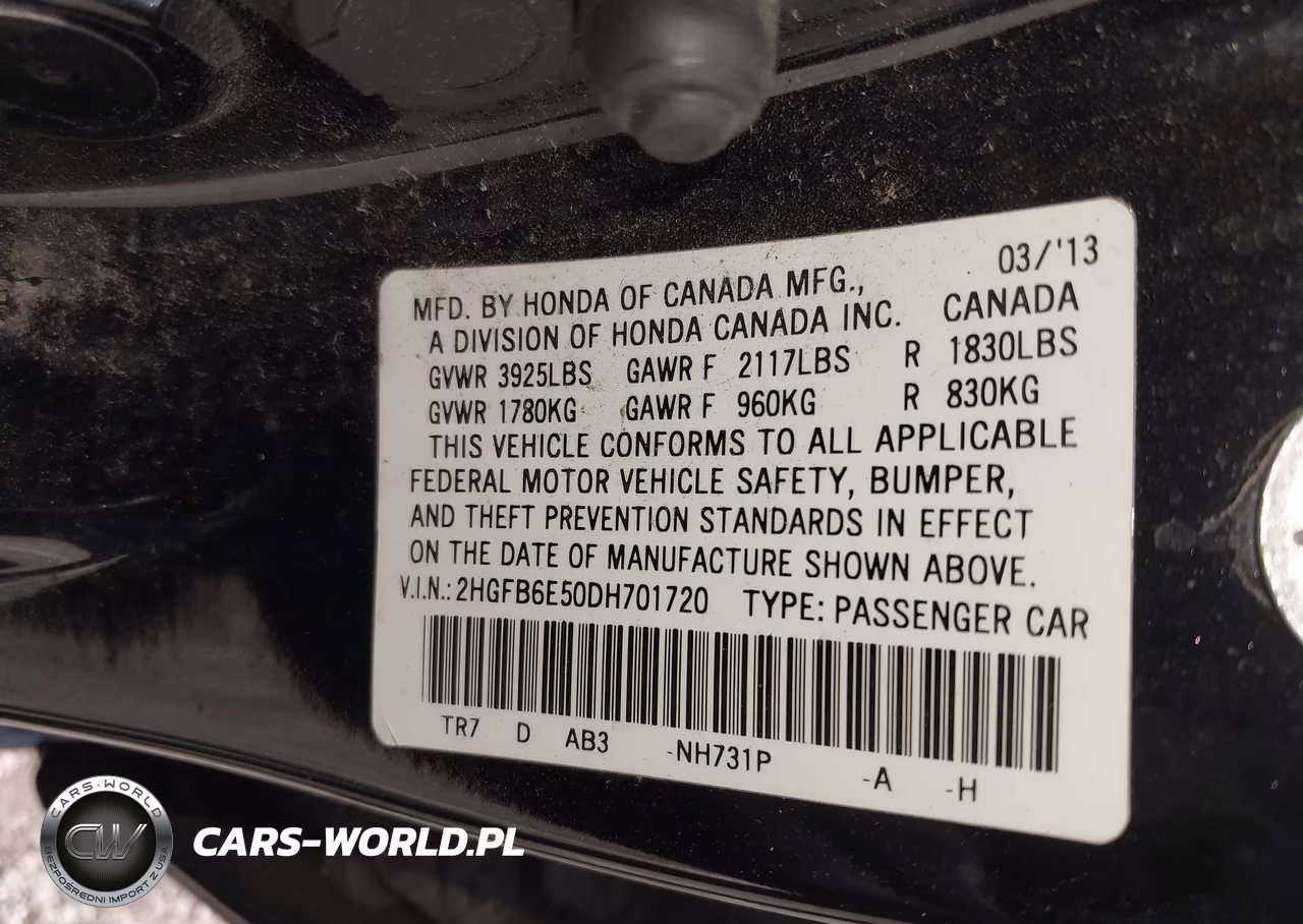2013 Honda Civic Si VIN:2HGFB6E50DH701720 - 9