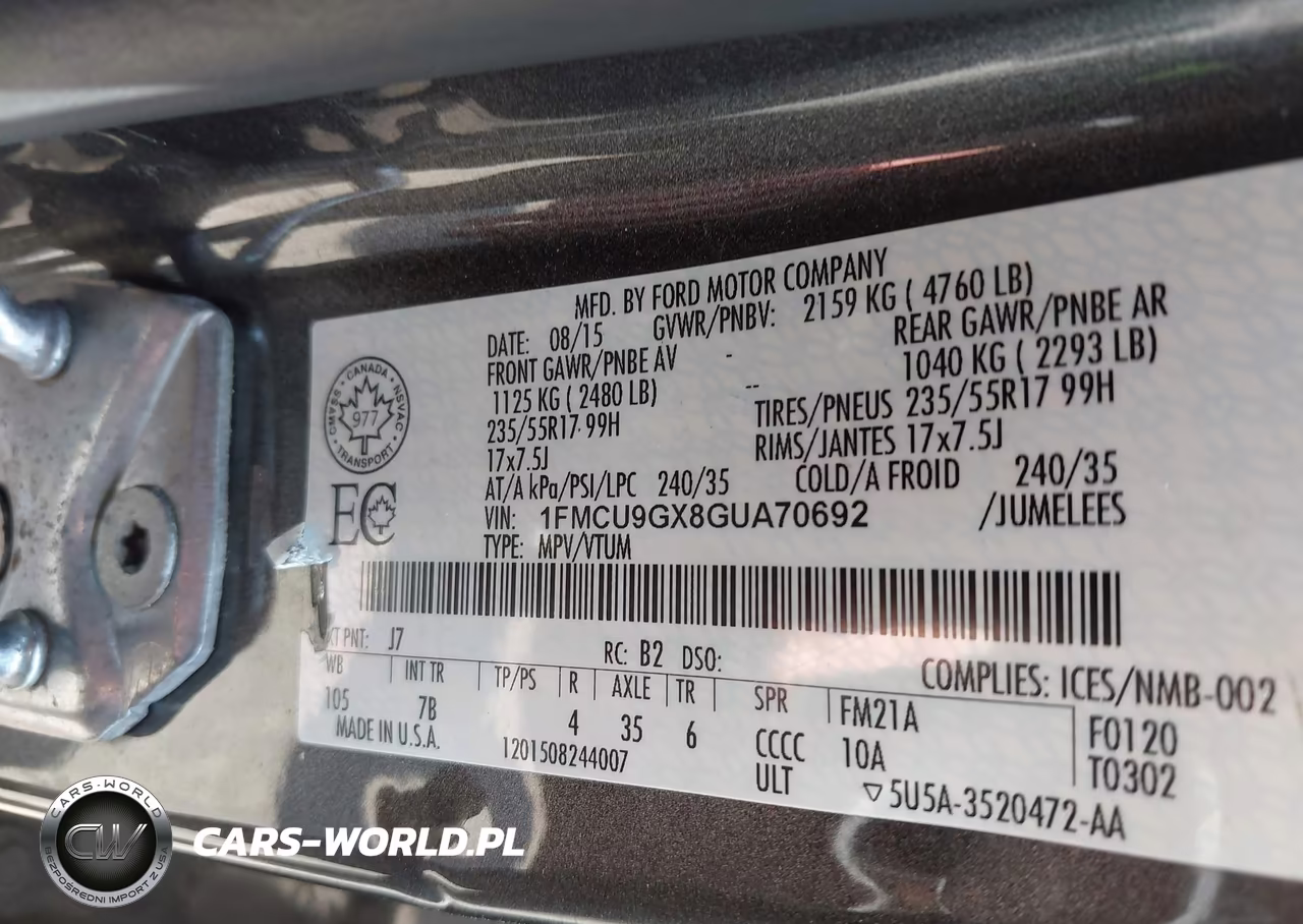 2016 Ford Escape Se VIN:1FMCU9GX8GUA70692 - 9