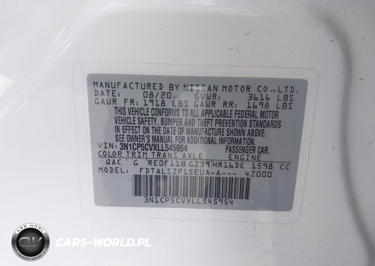 2020 Nissan Kicks Sv Xtronic Cvt VIN:3N1CP5CVXLL545954 - 9