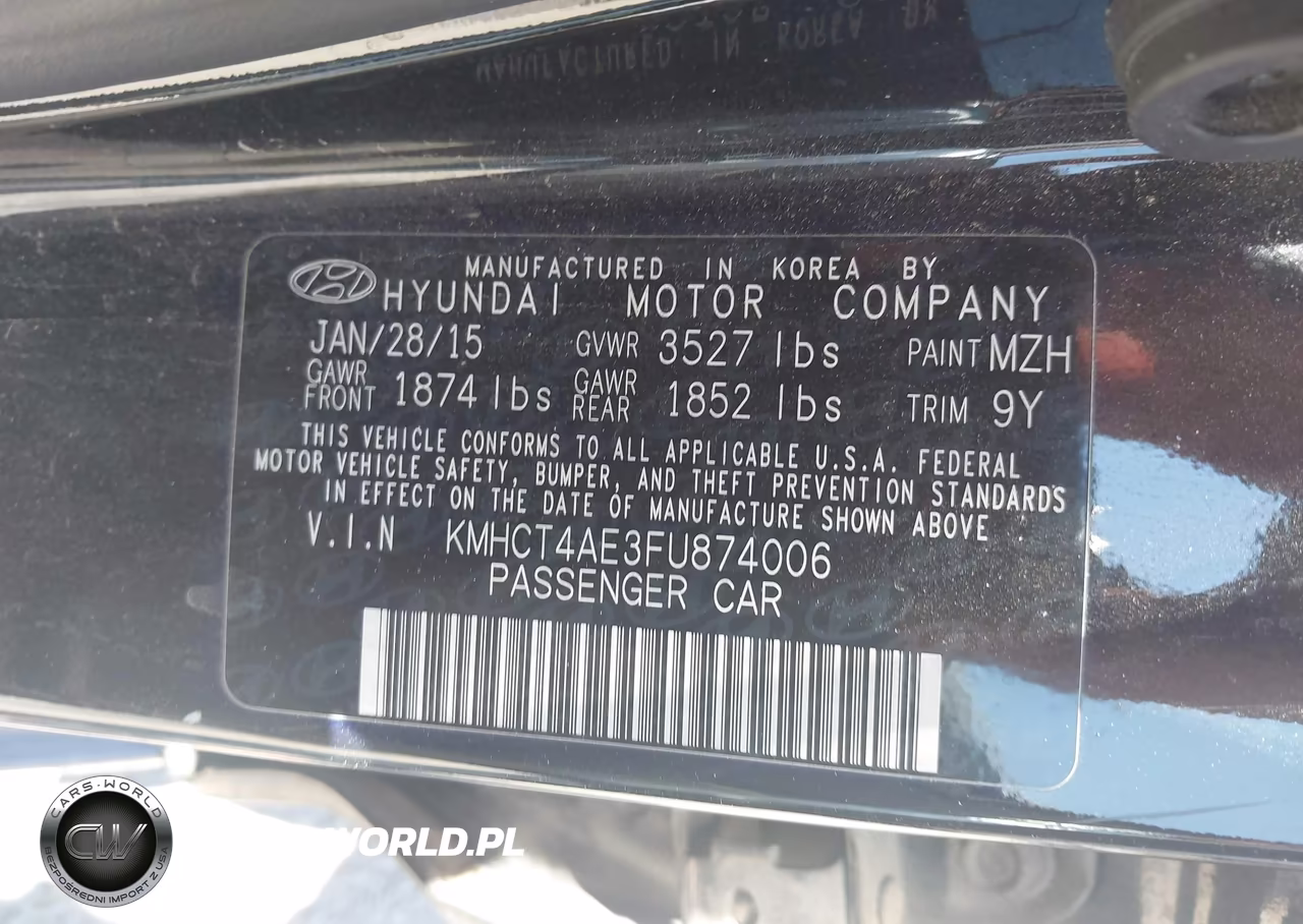 2015 Hyundai Accent Gls VIN:KMHCT4AE3FU874006 - 9
