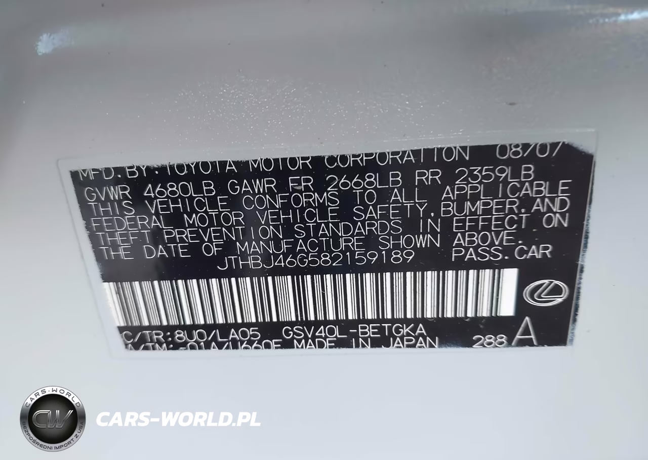 2008 Lexus Es 350 VIN:JTHBJ46G582159189 - 9