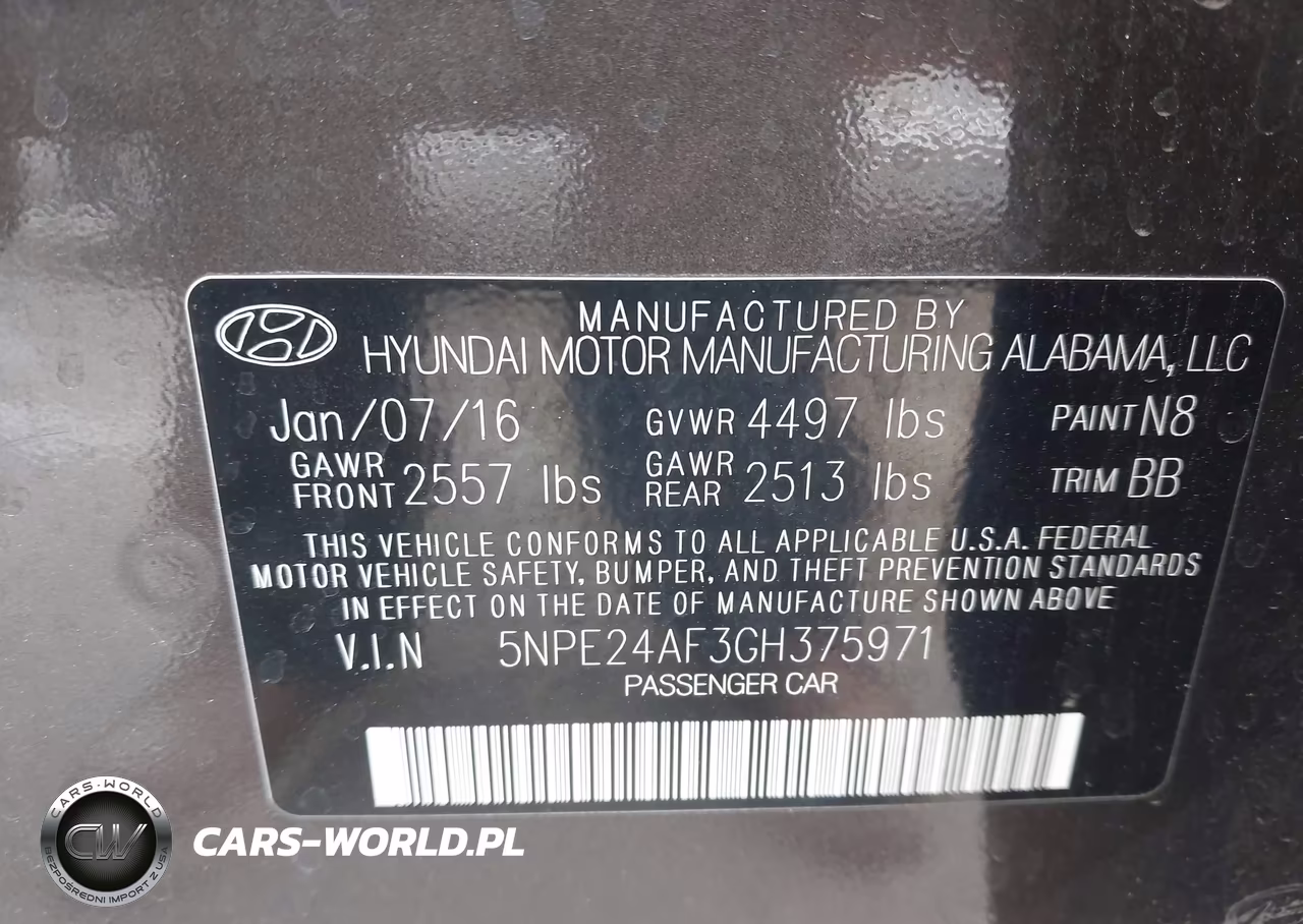 2016 Hyundai Sonata Se VIN:5NPE24AF3GH375971 - 9