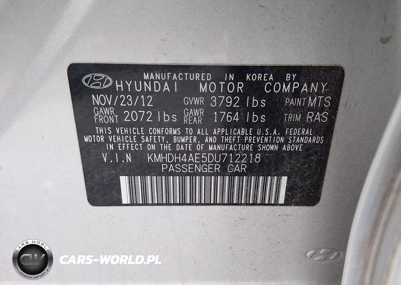 2013 Hyundai Elantra Gls VIN:KMHDH4AE5DU712218 - 9