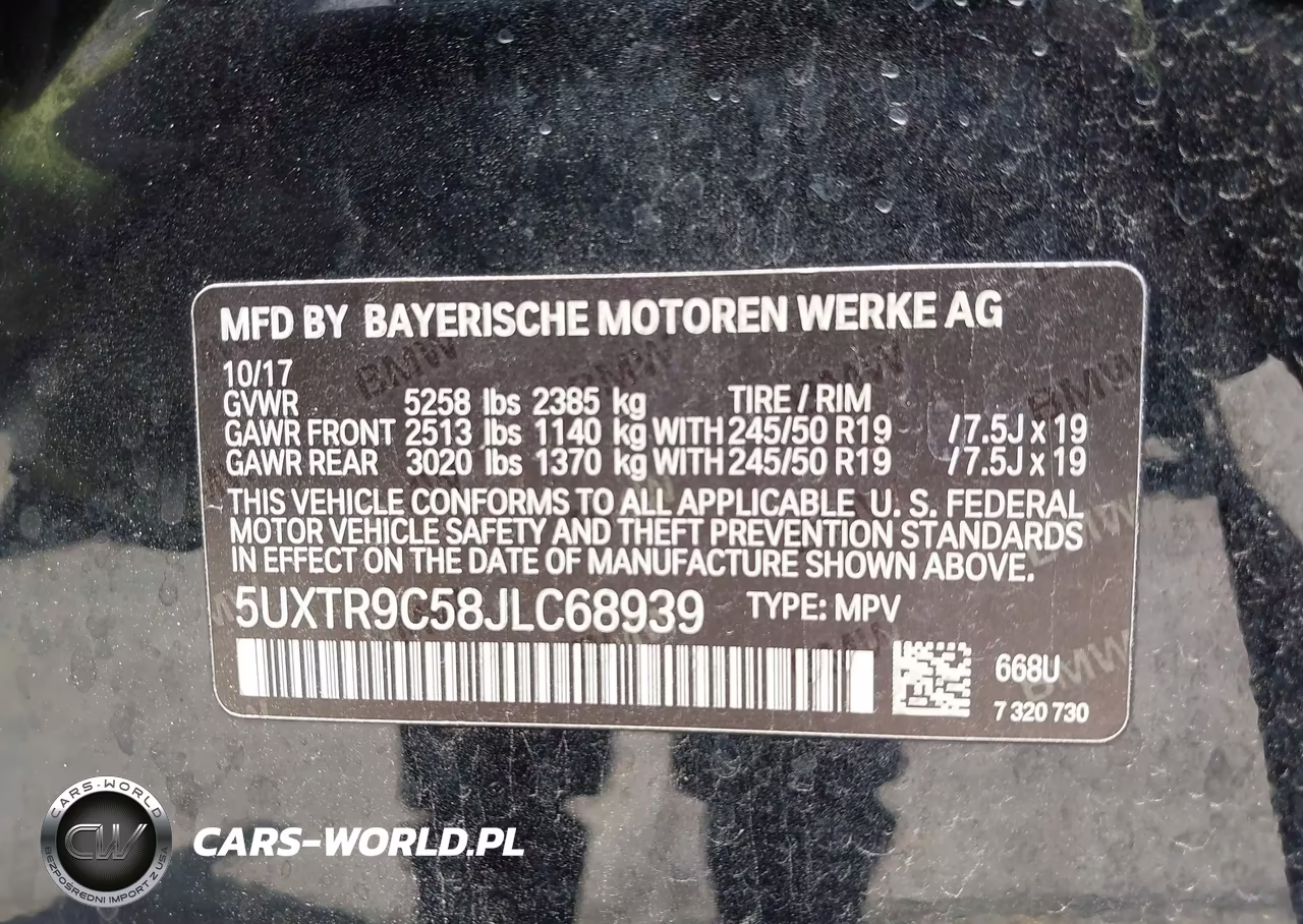 2018 BMW X3 xDrive30I VIN:5UXTR9C58JLC68939 - 9