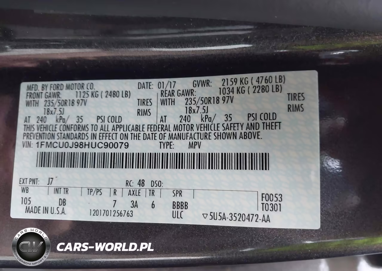 2017 Ford Escape Titanium VIN:1FMCU0J98HUC90079 - 9