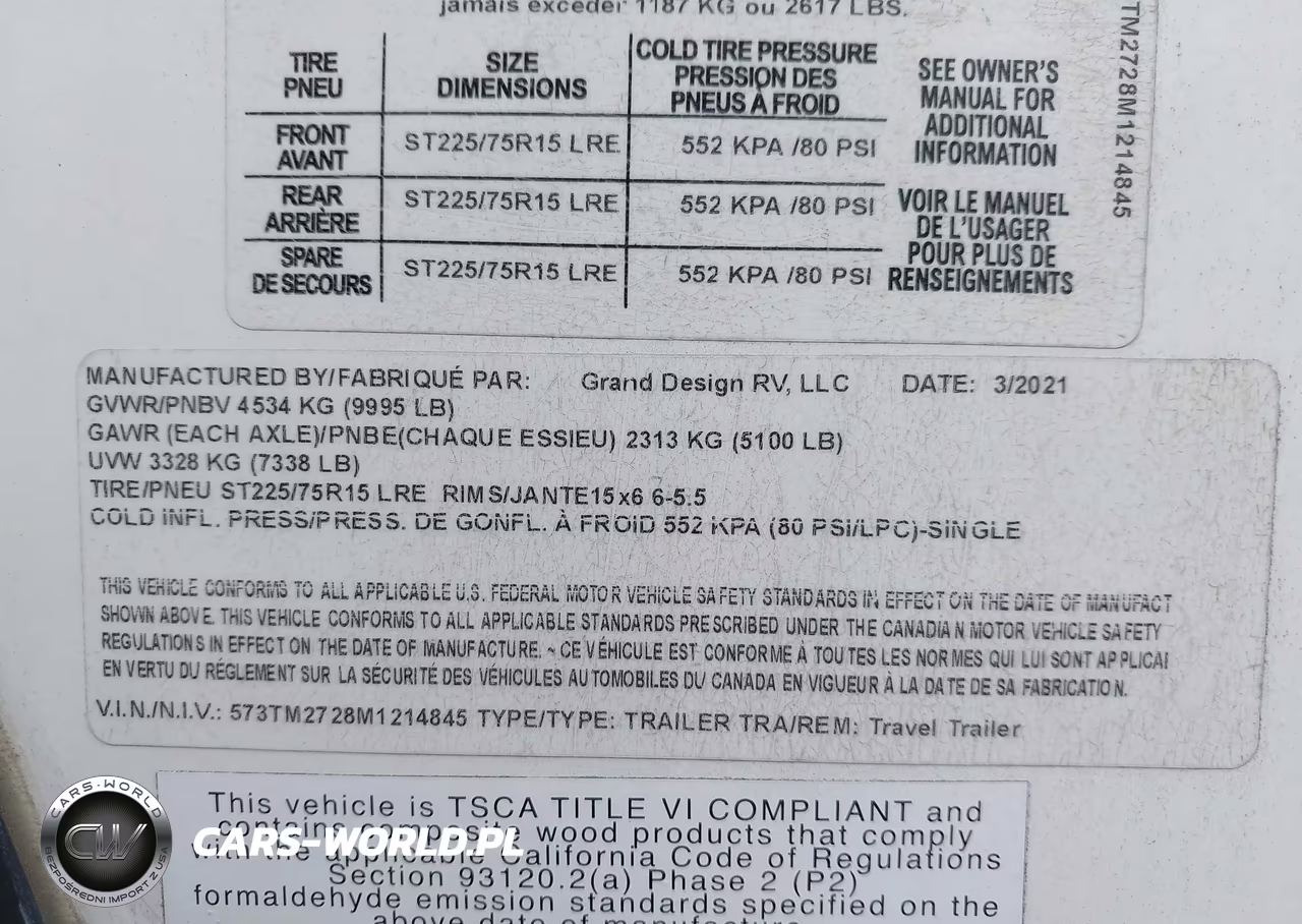 2021 Grand Design Model 21G Toy Hauler VIN:573TM2728M1214845 - 9