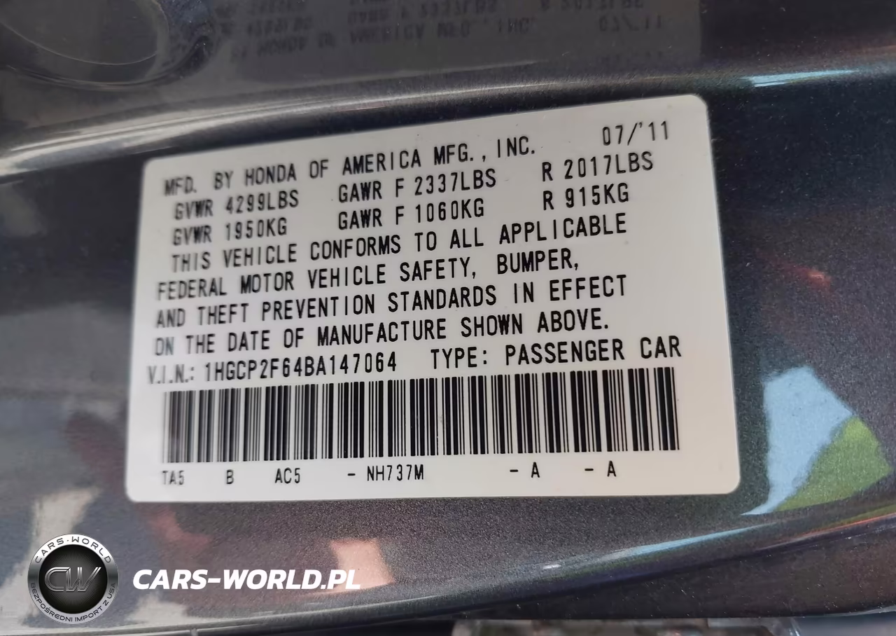 2011 Honda Accord 2.4 Se VIN:1HGCP2F64BA147064 - 9