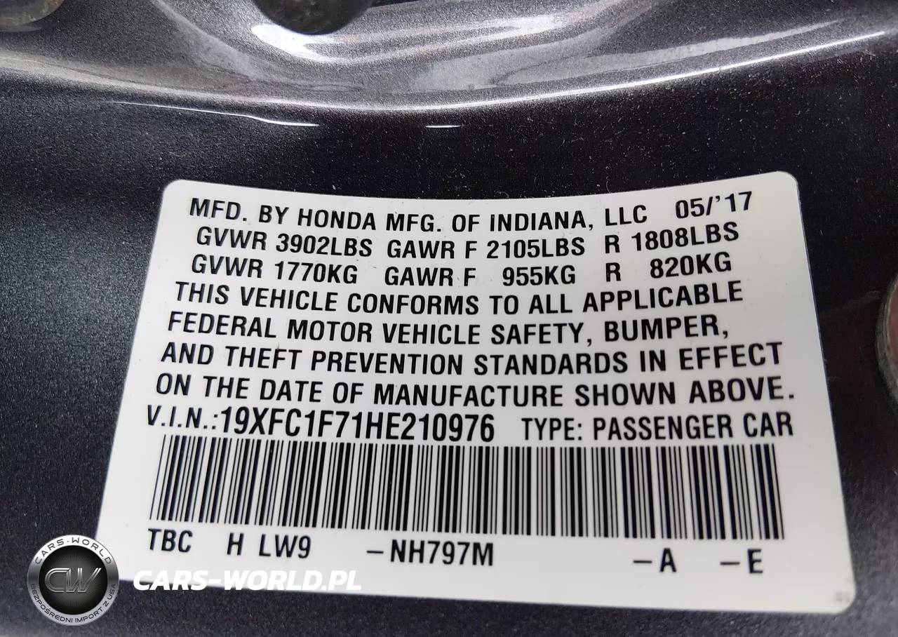 2017 Honda Civic Ex-L VIN:19XFC1F71HE210976 - 9