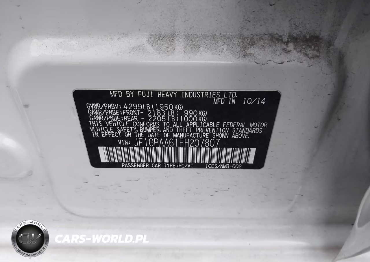 2015 Subaru Impreza 2.0I VIN:JF1GPAA61FH207807 - 9