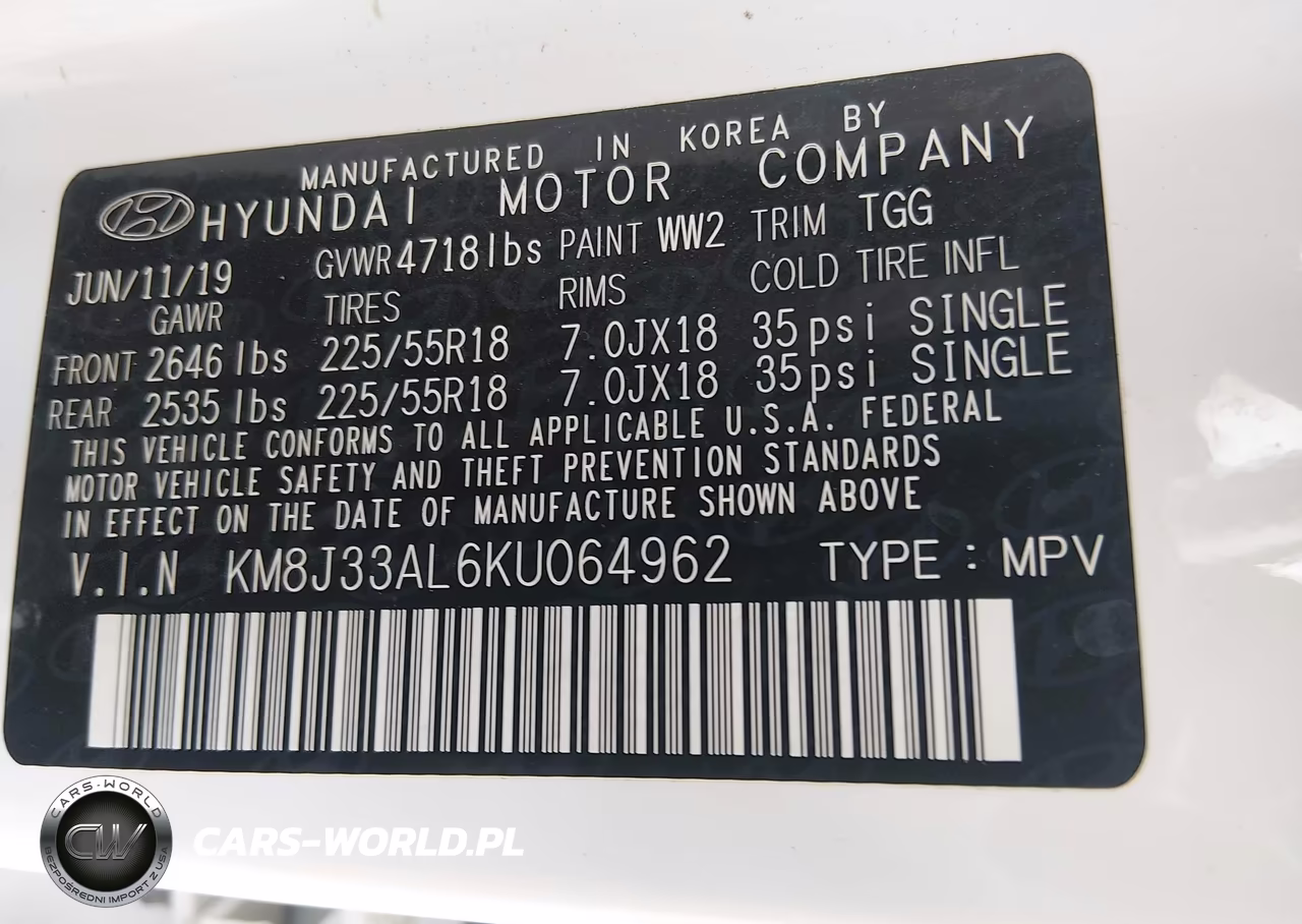 2019 Hyundai Tucson Sel VIN:KM8J33AL6KU064962 - 9