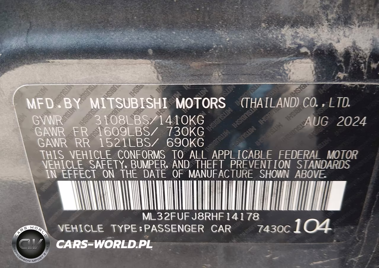 2024 Mitsubishi Mirage G4 Le VIN:ML32FUFJ8RHF14178 - 9