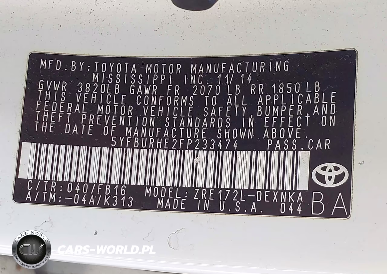 2015 Toyota Corolla Le VIN:5YFBURHE2FP233474 - 9
