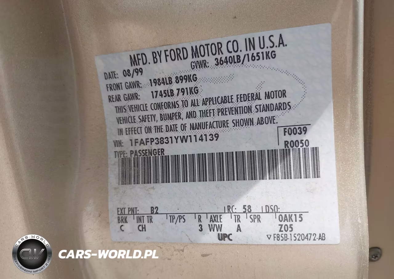 2000 Ford Focus Zts VIN:1FAFP3831YW114139 - 9