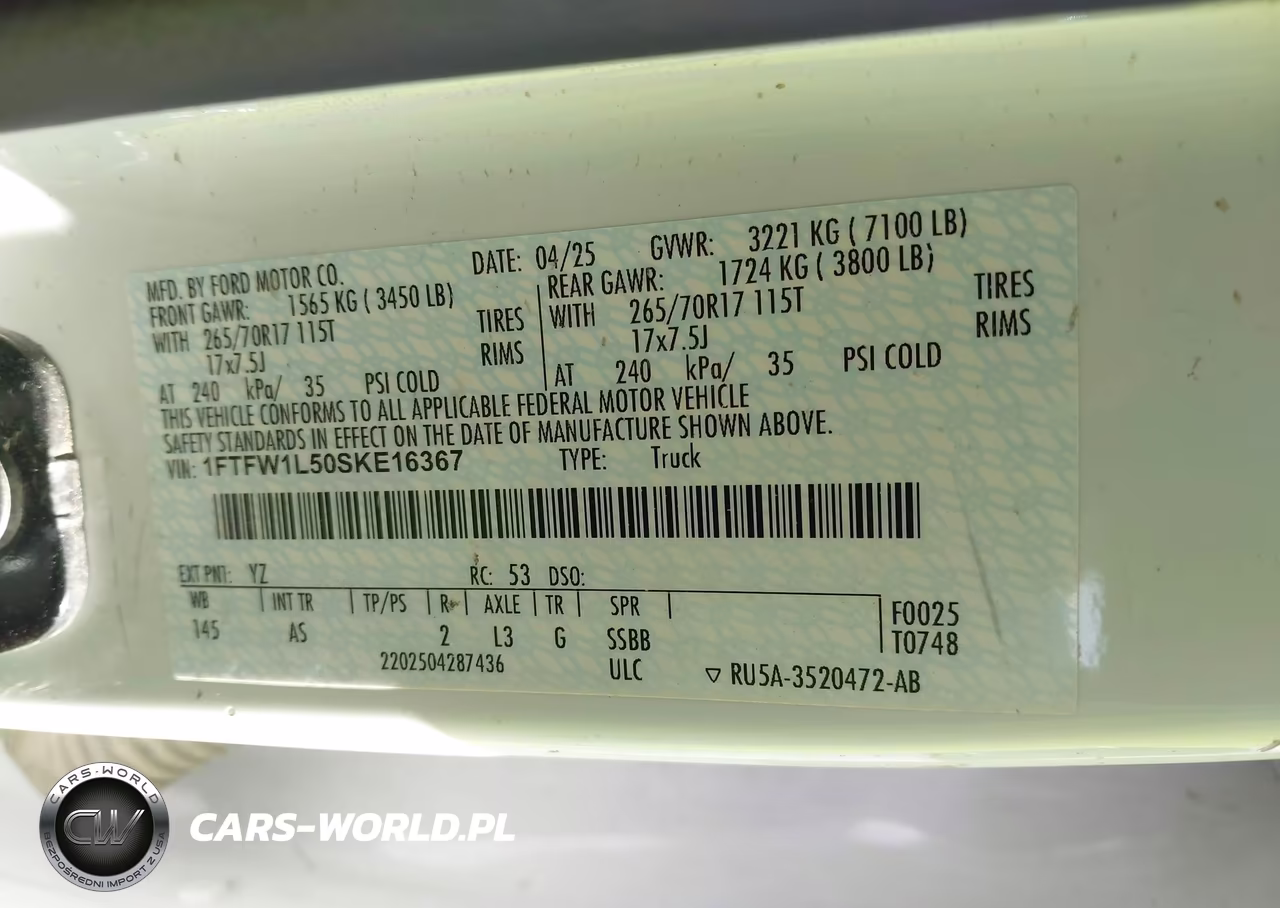 2025 Ford F-150 Xl VIN:1FTFW1L50SKE16367 - 9