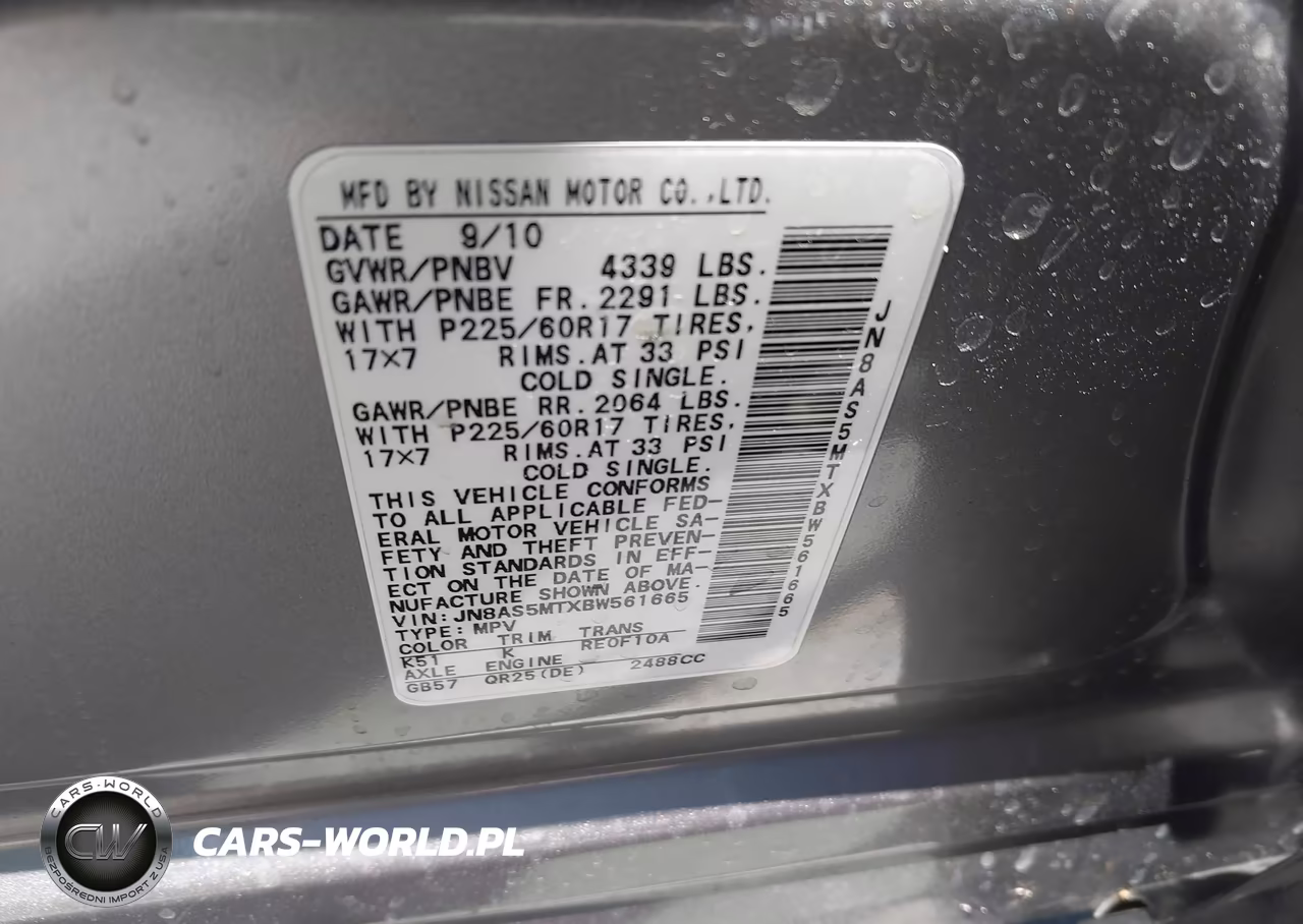 2011 Nissan Rogue Sv VIN:JN8AS5MTXBW561665 - 9