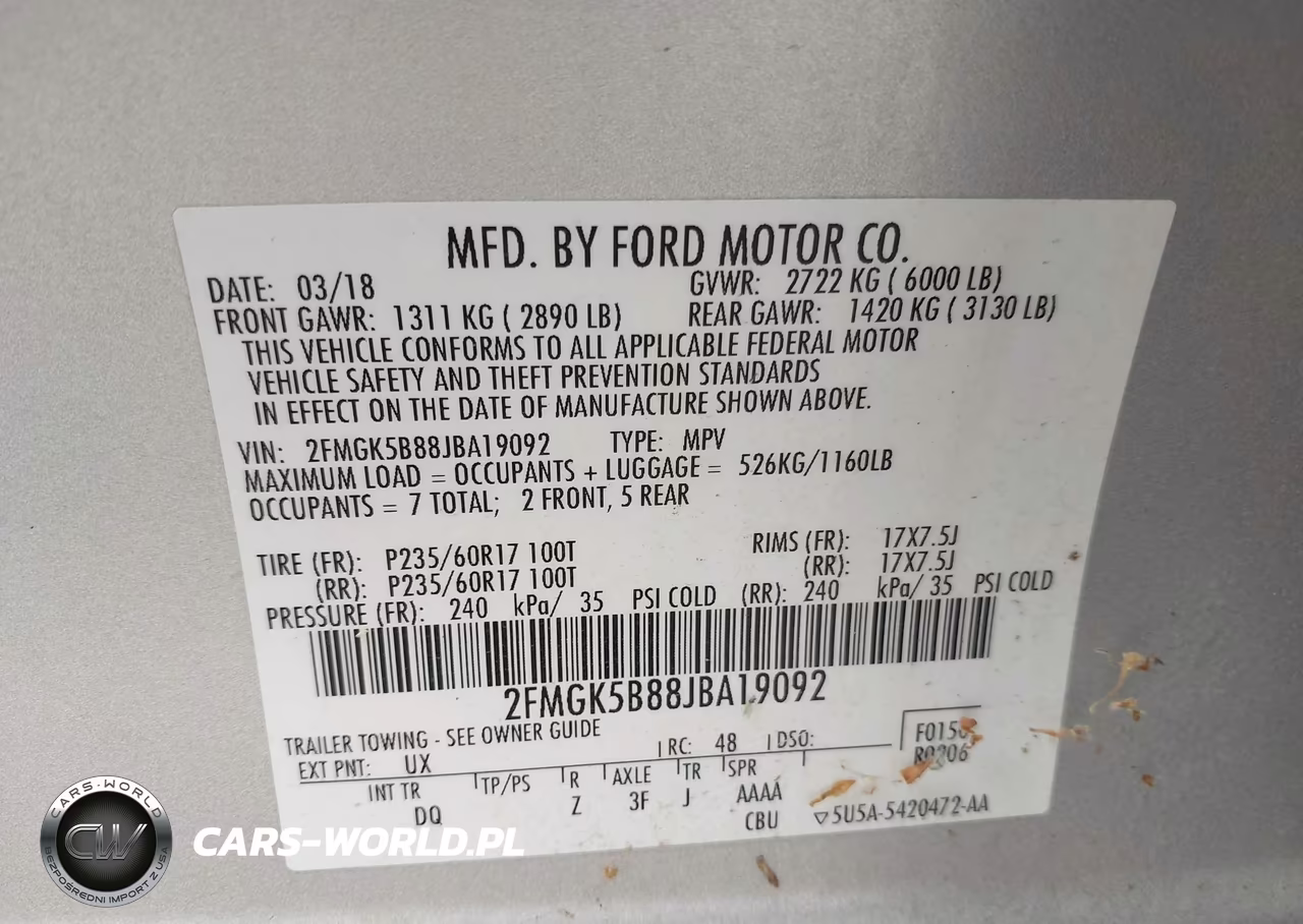 2018 Ford Flex Se VIN:2FMGK5B88JBA19092 - 9