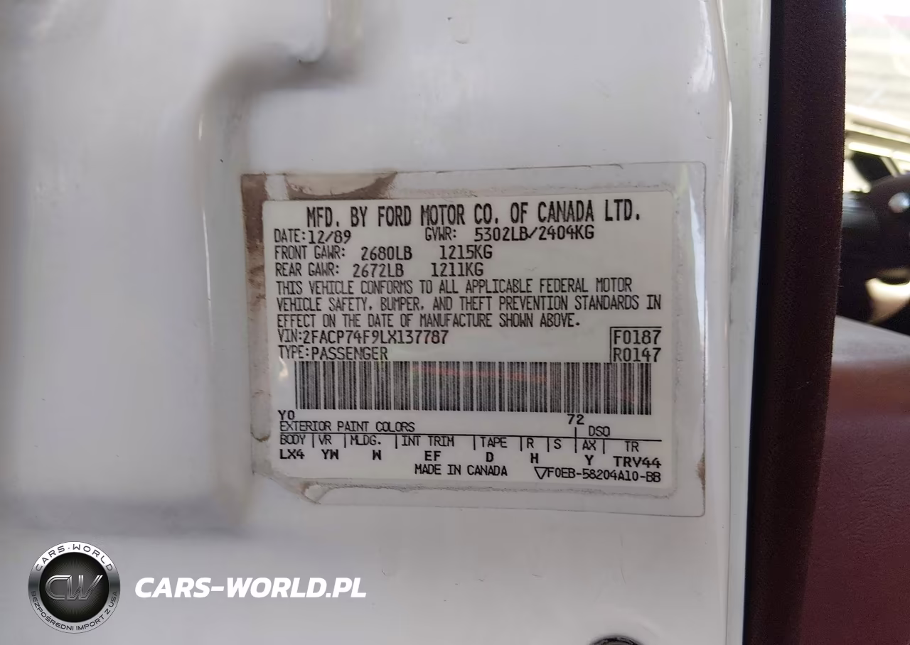 1990 Ford Crown Victoria Lx VIN:2FACP74F9LX137787 - 9