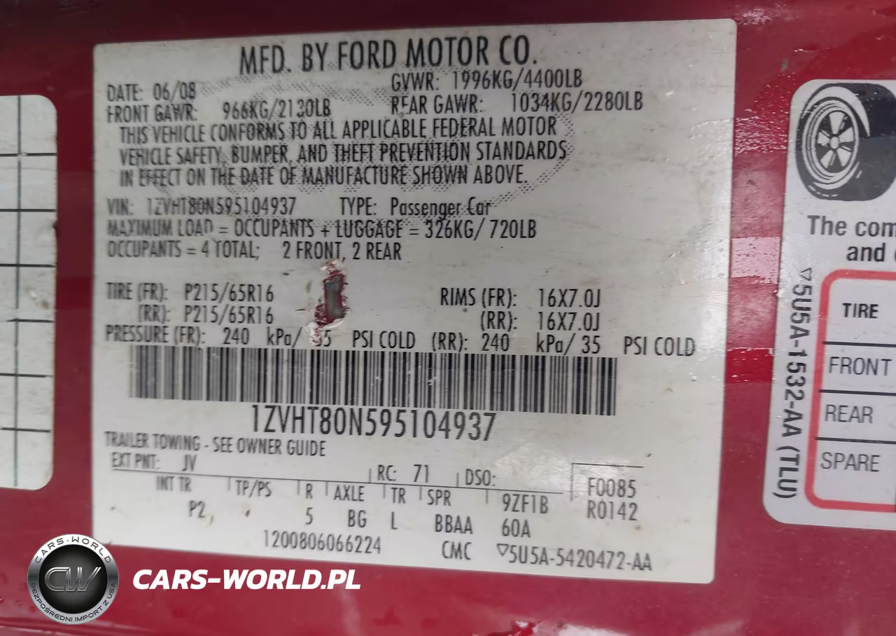 2009 Ford Mustang V6 VIN:1ZVHT80N595104937 - 9