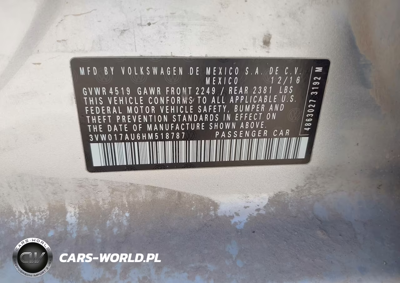 2017 Volkswagen Golf Sportwagen Tsi S VIN:3VW017AU6HM518787 - 9